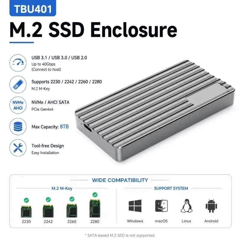 AP01 для алюминиевого корпуса  – обзор и цена Usb4 40Gbps External Ssd 8Tb